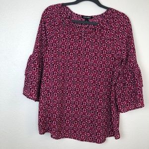 Roz & Ali pink tiered sleeve top size S // 14